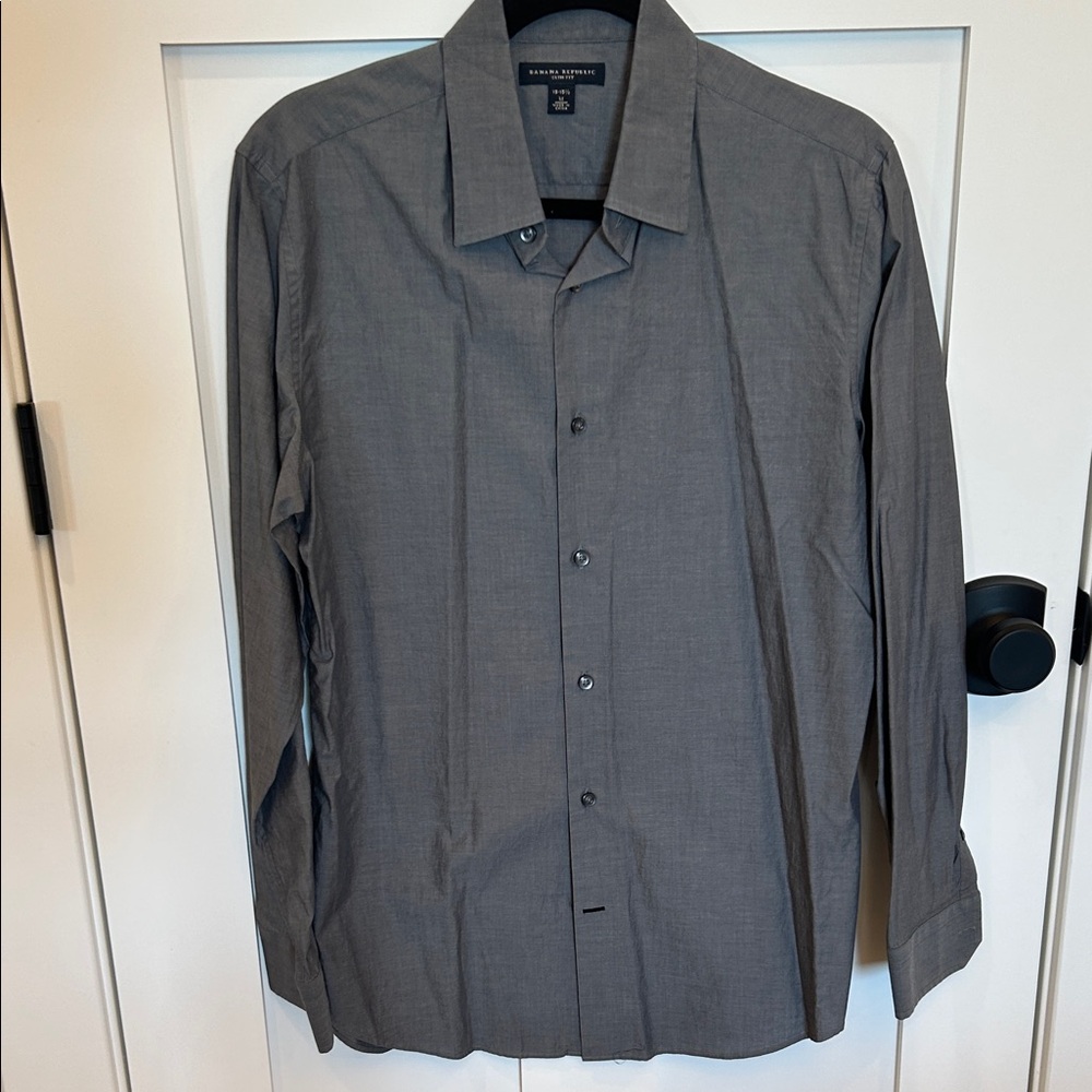 Banana Republic Men's Gray Button-Down Shirt Slim Fit Size 15-15.5